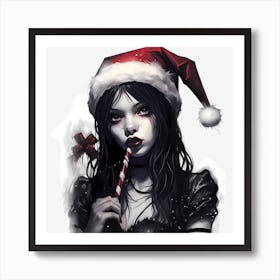 Young Christmas Gothic Girl Art Print