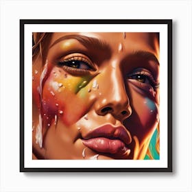 Girl With Paint On Her Face Art Print