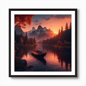 Sunset On The Lake Art Print