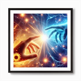 Two Hands Reaching For Each Other Art Print