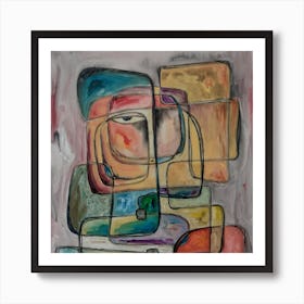 Abstract Wall Art With a Face Art Print
