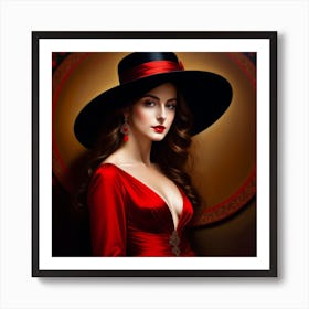 Woman In A Red Dress 9 Art Print