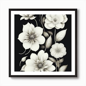 Black And White Flowers 6 Art Print