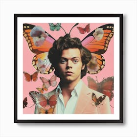 Harry Styles Butterfly Collage 4 Square Art Print