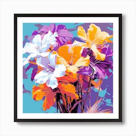 Andy Warhol Style Pop Art Flowers Lilac 2 Square Art Print