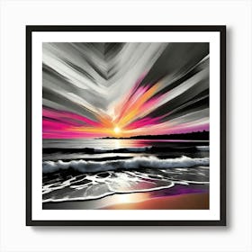 Sunset At The Beach 37 Art Print