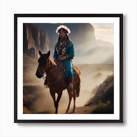 Indian Warrior On Horseback Art Print