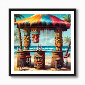 Tiki Bar Paradise By The Sea Art Print