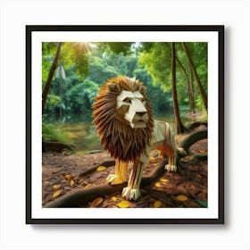 Origami Lion In A Nature Reserve (1) Art Print