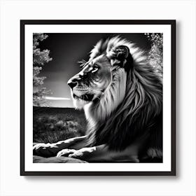 Lion In Black And White 8 Art Print