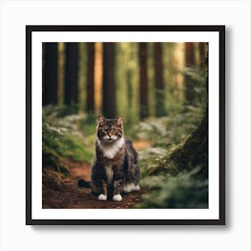 Cat In The Forest 1 Art Print