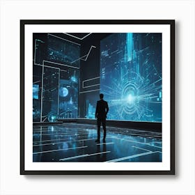 Futuristic Man In A Futuristic Room 1 Art Print