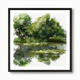 Springtime-Duck-Pond-Clipart.24 Art Print