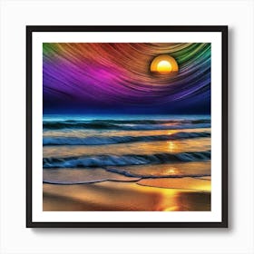 Rainbow Sunset At The Beach Art Print