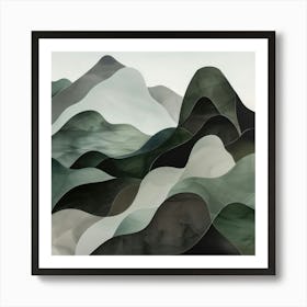 Japanese Watercolour Of Mount Ibuki 2 Art Print