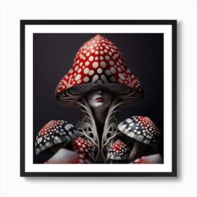 A Woman In A Mushroom Hat Art Print