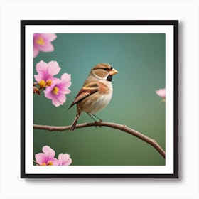 Bird Perched On A Branch 1 Art Print