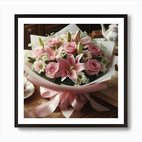 Pink Lily Bouquet Art Print