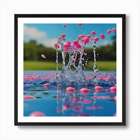 Pink Water Splash Art Print