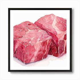 Watercolor Illustration Of Red Meat Art Print