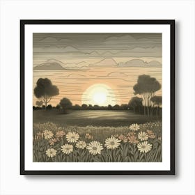 Sunset In The Field 2 Art Print