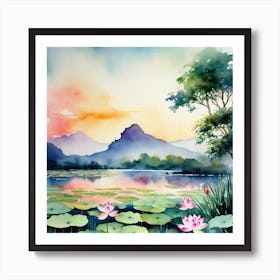 Water Lily Painting 3 Art Print