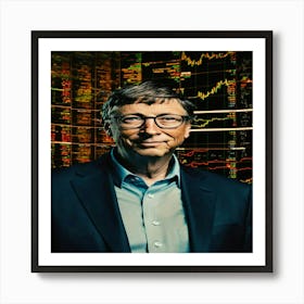 Bill Gates behind him stock prices Art Print