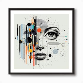 Halftone monochrome collage Art Print