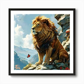 Lion In The Mountains Art Print
