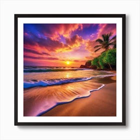 Sunset On The Beach 342 Art Print