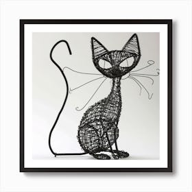 Wire Cat Sculpture Art Print