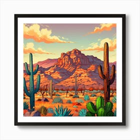 Cactus Desert Landscape 2 Art Print