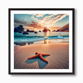 Beach Scene A Starfish In The Foreground Vanish (4) Art Print