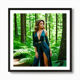 Model Female Woods Forest Nature Fashion Beauty Portrait Trees Greenery Wilderness Outdoo (5) Art Print