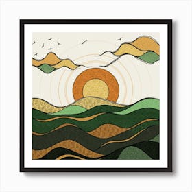 Sunset Over Mountains Art Print