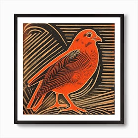 Retro Bird Lithograph Partridge 3 Art Print