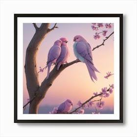 Pink Parrots 1 Art Print