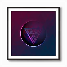 Geometric Neon Glyph on Jewel Tone Triangle Pattern 495 Art Print