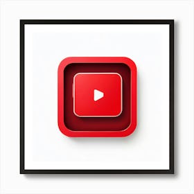 Youtube Video Streaming Platform Media Content Icon Logo Red Play Watch Channel Subscrib (6) Art Print