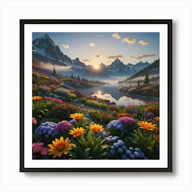 Sunrise In The Mountains Art Print