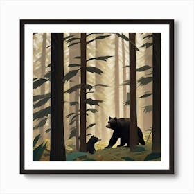 Bears In The Forest Art Print