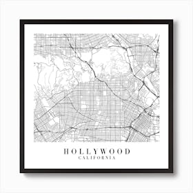Hollywood California Street Map Minimal Square Art Print