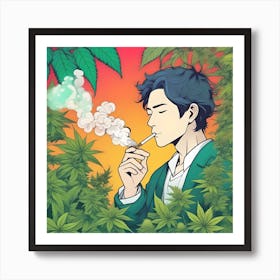 Man Smoking Weed Art Print