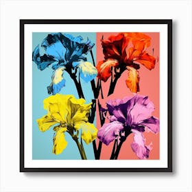 Andy Warhol Style Pop Art Flowers Iris 2 Square Art Print
