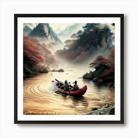 Canoeing In The Mountains Art Print