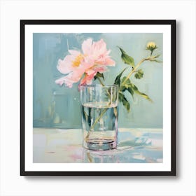 Pink Peony In A Glass Art Print