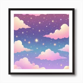 Sky With Twinkling Stars In Pastel Colors Square Composition 246 Art Print