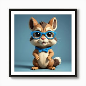 Cute Squirrel With Glasses Art Print