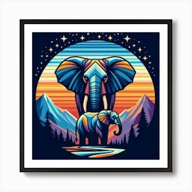 Majestic Elephants In The Sky Art Print