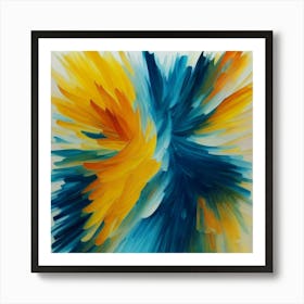 Gorgeous, distinctive yellow, green and blue abstract artwork Art Print